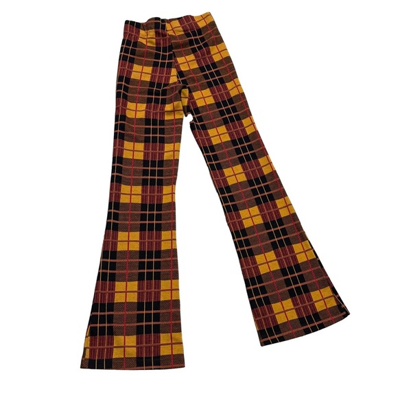 Urban Outfitters Small Retro Plaid Red and Yellow Flare Pants - Picture 1 of 5